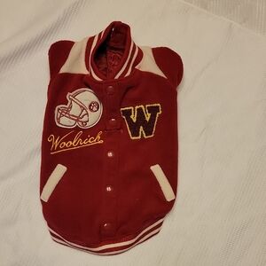 Woolrich Wisconsin Maroon and Cream Dog Varsity Letter Jacket